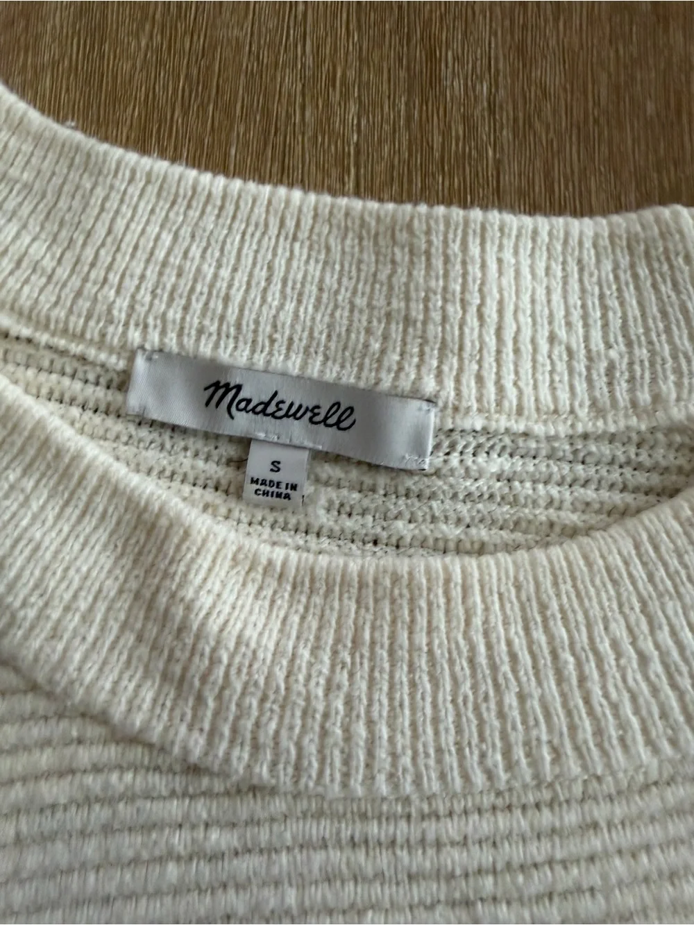 Madewell Ivory Textured Knit Crewneck Sweater Size Small Cozy Minimalist